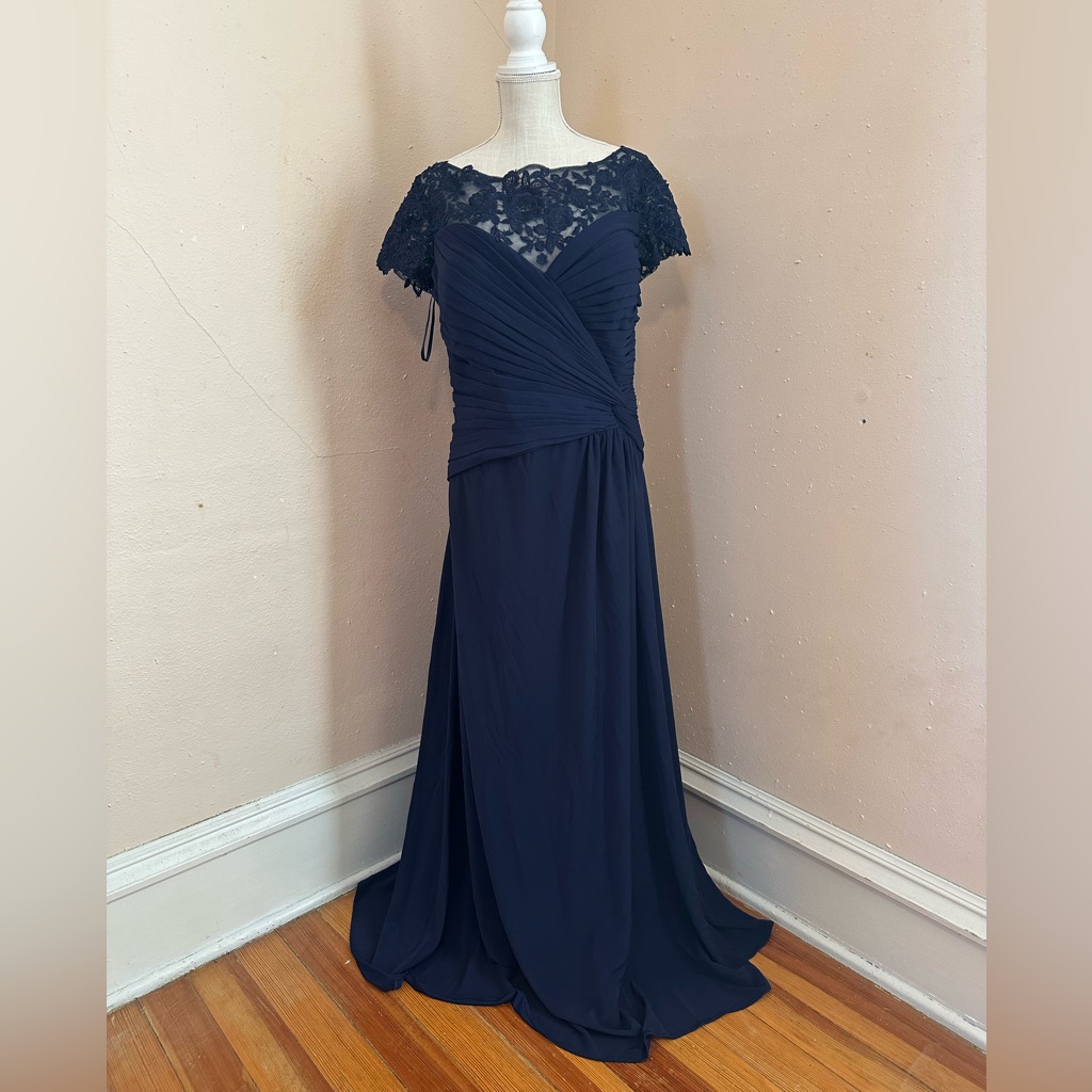La Femme Navy Lace Mother Of The Bride Dress